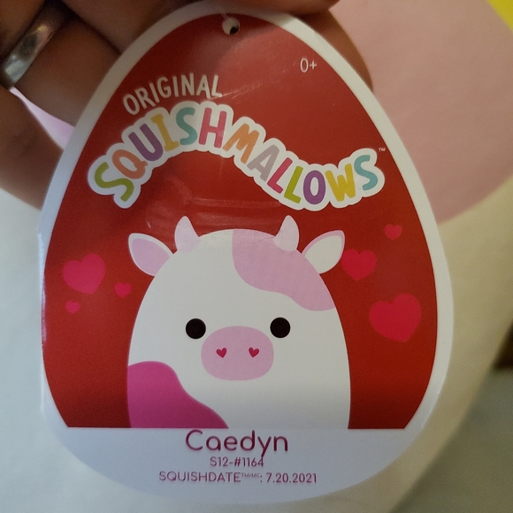 Squishmallow Caedyn Pink Heart Nose Cow  12”  Valentines Day 2022 NWT - Picture 6 of 6